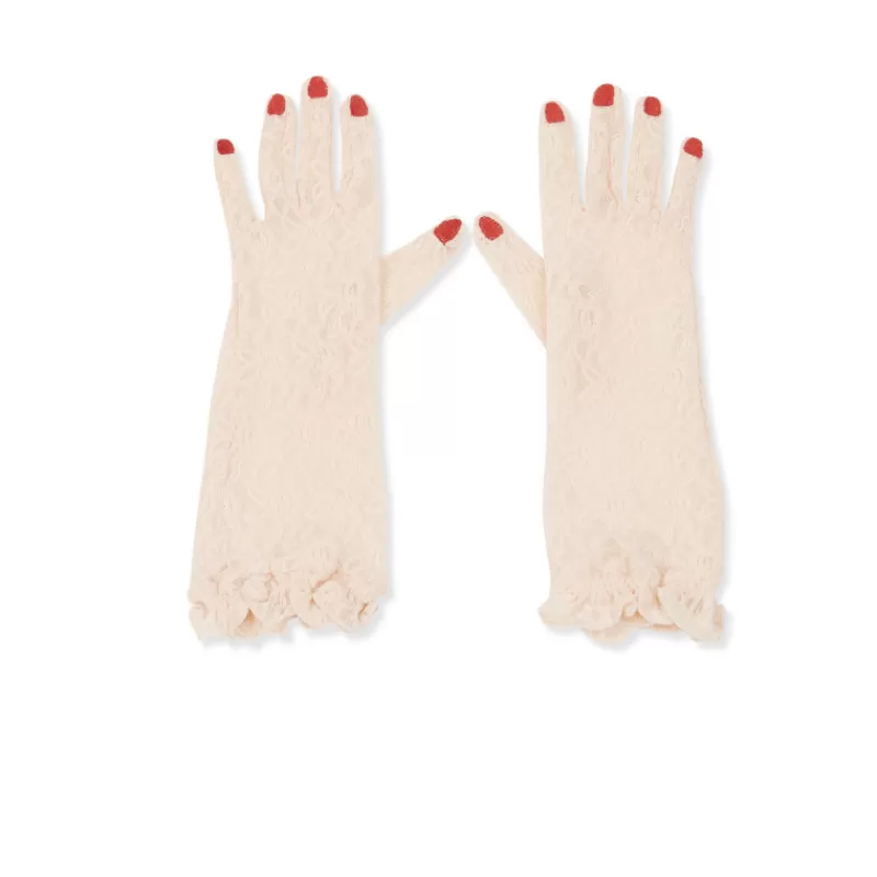 Lace Gloves With Embroidered Nails-Vivetta Fashion