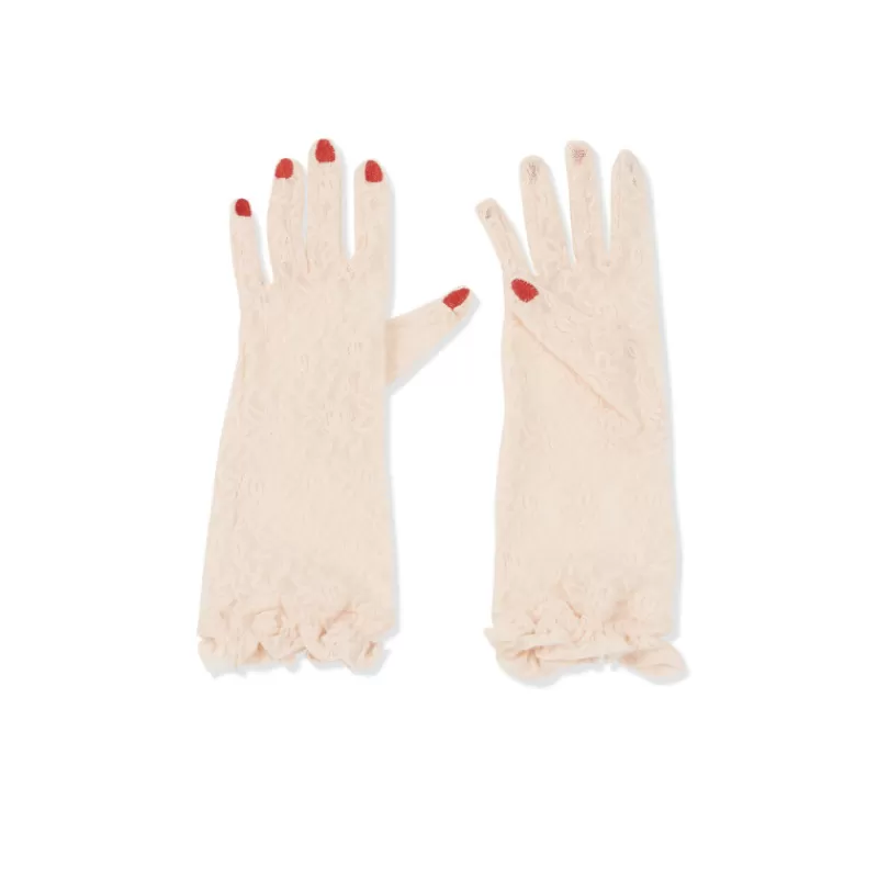 Lace Gloves With Embroidered Nails-Vivetta Fashion