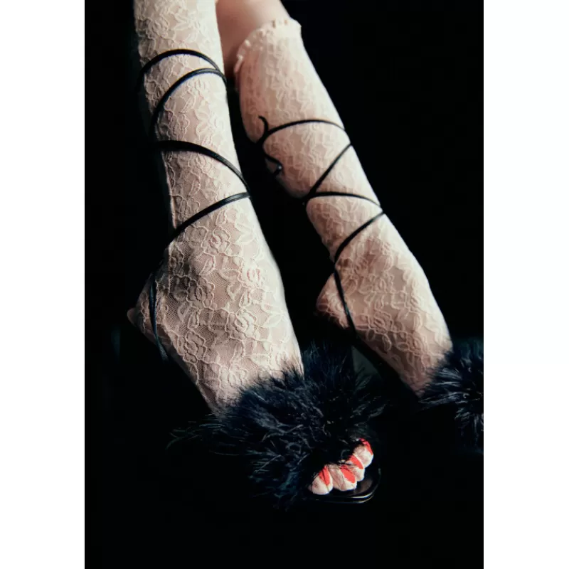 Lace Tights With Embroidered Nails-Vivetta New